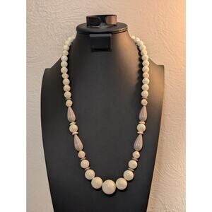 Vintage Avon Ivory Mushroom Acrylic Beaded 29" Necklace